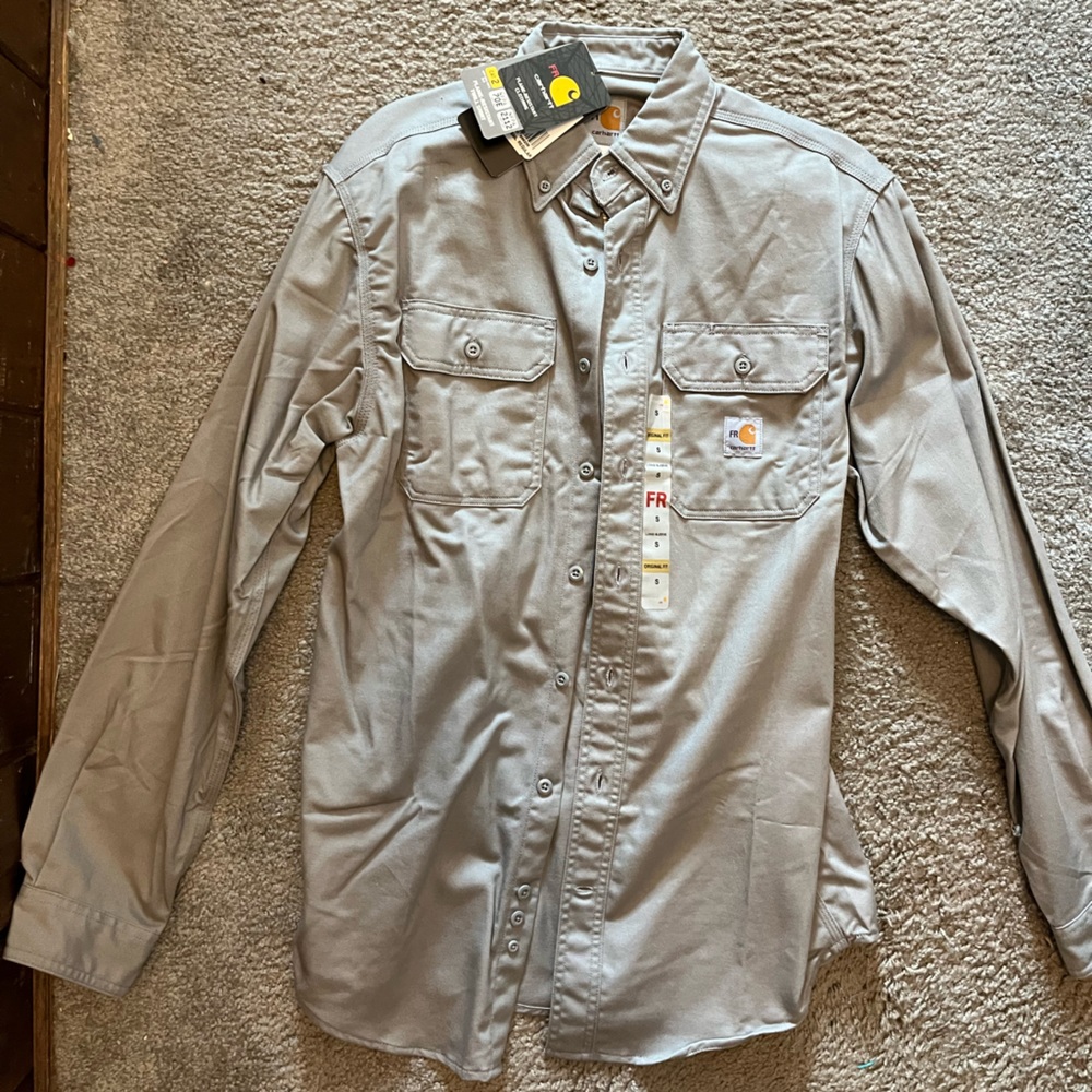 Carhartt FR original fit gray button down